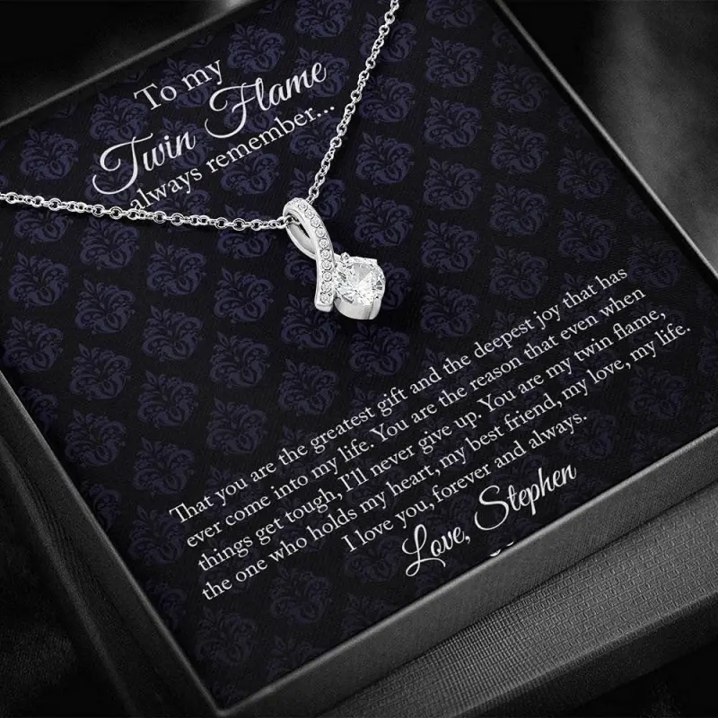 Twin Flame Gift, Necklace Gift to Girlfriend, Soulmate Gift, Twin Flame Necklace, Anniversary Gift, Necklace With Message Card & Box, Jewelry Gift S19