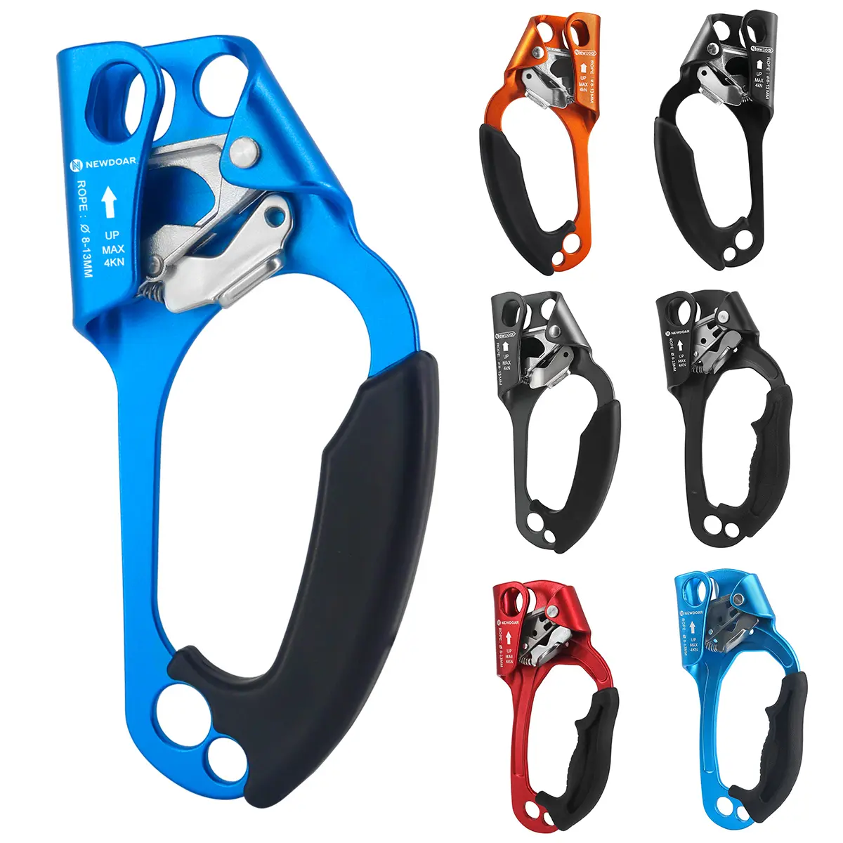 NEWDOAR Hand Ascender - Rope Climbing Ascenders, UIAA & CE Certified, 8-13MM Rope Clamp, Left & Right Hand Options for Rock Climbing, Rescue
