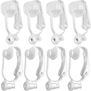 12pcs Silver Clip-on Earring Converters Components with 12pcs Comfort Earring Pads for Non Pierced Ears Jewelry Making Findings