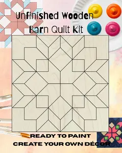 Large Flower Barn Quilt Block: Unfinished Wood DIY Kit | DIY Barn Quilt Kit Indoor