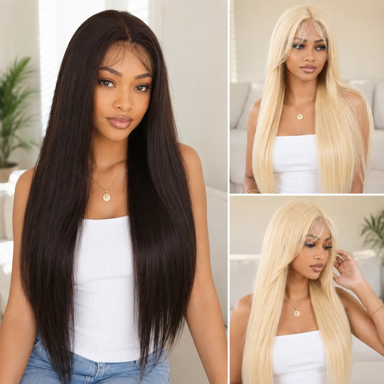 ManeMajesty 13x4 HD Lace Frontal Straight Human Hair Wig, 180% Density Natural Dark Brown 100% Brazilian Remy Hair, Pre-Plucked Free Part Layered Wig, wigs for black women