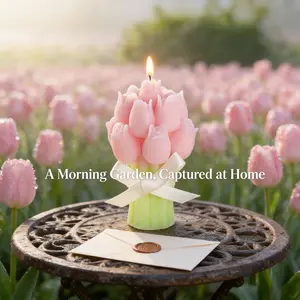 Pink Tulip Bouquet Candle – Decorative Floral Scented Candle for Home,bedroom & Office Décor – Elegant Gift for Women, Mother’s Day, Birthday, Wedding, Valentine’s Day – Long-Lasting Soy Wax Candle with Realistic Flower Design and Soft Glow、anniversary gi