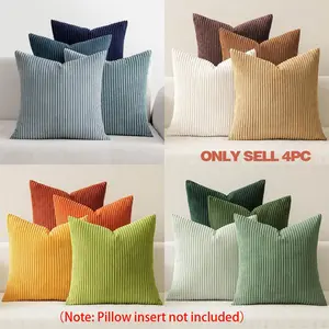 4Pcs Boho Farmhouse Sage Green Throw Pillow Covers 18x18 Inch Set of 4 Mordern Nordic Cushion Covers Soft Corduroy Christmas Home Decor Home Textile for Couch Bed Sofa Living Room Forest Green