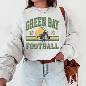 Vintage Green Bay Sweatshirt For Him, Green Bay Football Gift For Women, Retro Green Bay Football Sweater, Green Bay Football Crewneck