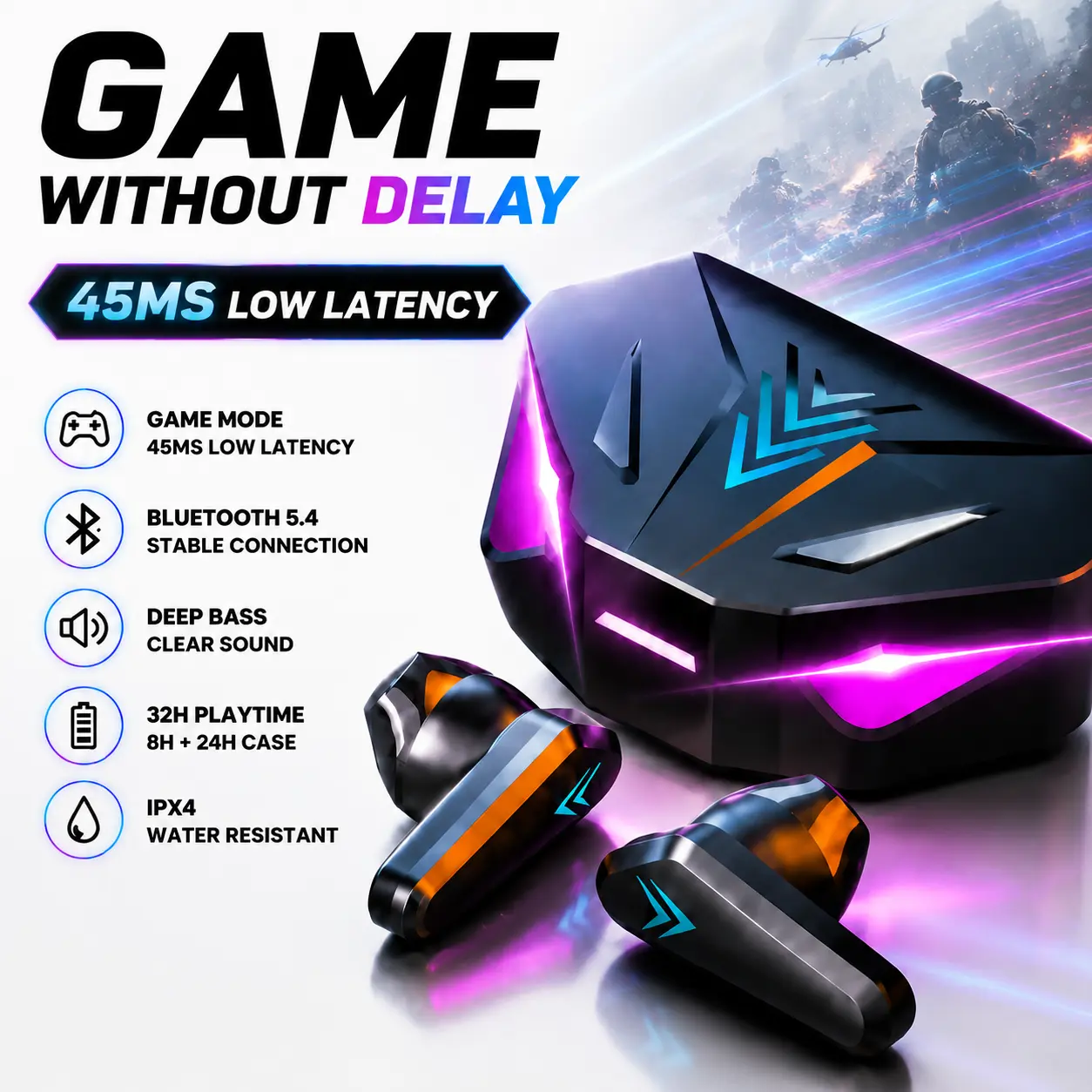 X15 45ms Low Latency Gaming Earbuds, Bluetooth 5.4 Wireless Headset with Deep Bass & Clear Mic X15 45ms Low Latency Gaming Earbuds, Bluetooth 5.4 Wireless Headset with Deep Bass & Clear Mic
