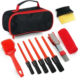 10 count Interior Detailing Brush Set,  Vent & Dashboard Cleaner Kit with Microfiber Towel, Storage Bag (10PCS)