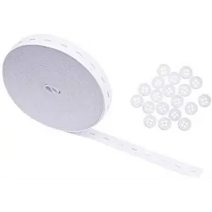 0.75 Inch Buttonhole Knit Elastic Band for Sewing, Flat Stretch Strap Spool for Waistbands