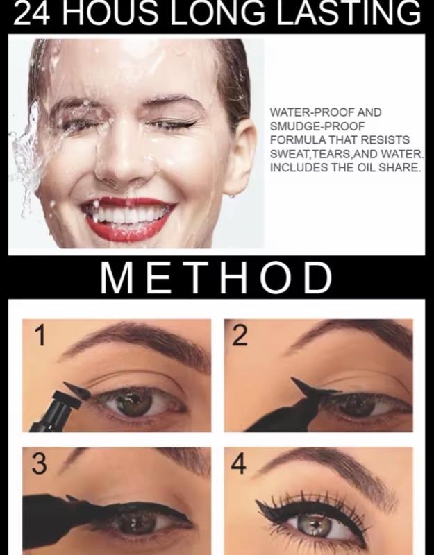 Big Seal Stamp Liquid Eyeliner Pen Waterproof Fast Dry Black Eye Liner Pencil With Double-ended Tip for Precise Application