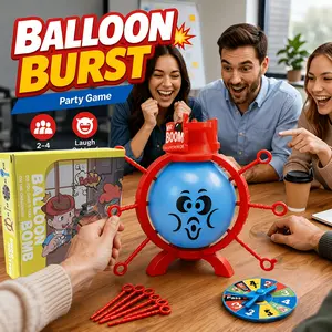 Explosion Balloon Bomb board game, Bobo Sir challenge balloon-popping toy with spinner, for 2–4 players—family gatherings, team building, pranks; fun tabletop party game gift for adults and children.