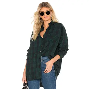 superdown Audriana Oversized Flannel Top in Green