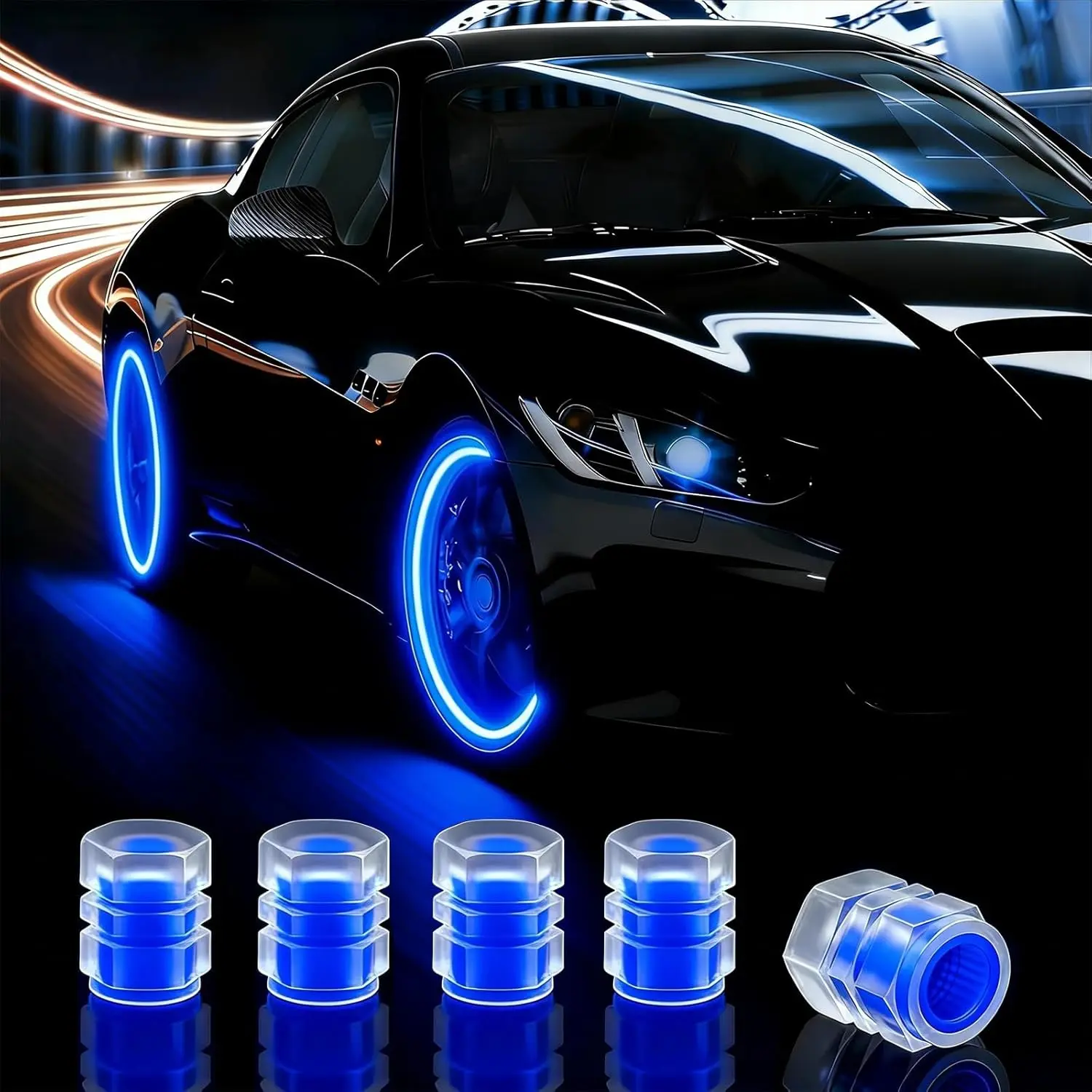 20 Pcs Glow-in-the-Dark Fluorescent Tire Valve Caps - Universal Vehicle Accessories, Cool Car Stuff for Cars, SUVs, Bicycles, Motorcycles, Trucks