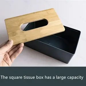 Wooden Square Tissue Box Holder - Large Capacity Plastic Rectangle Tissue Storage for Bathroom, Living Room, Bedroom, Home Decor Accessories Navy Blue