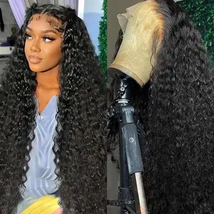 Glulaze Hair 13x6 Deep Wave HD Lace Front Wig Human Hair 180% Density Transparent Lace Frontal Wigs with Baby Hair Wigs fow Women PrePlucked Lace Front Wig Springtok