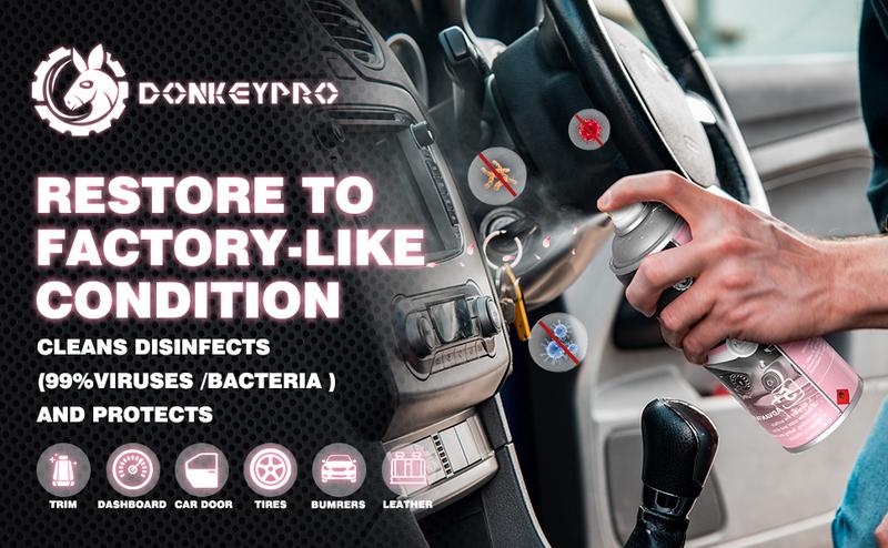 DONKEYPRO 汽车用品无水喷蜡内饰护理清洁剂 15OZ 适用于汽车内外饰的清洁喷雾，具有卫生保护功能