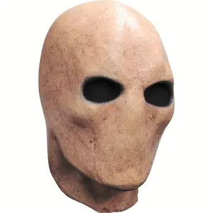 Horror Spooky Natural Latex Material Silent Alien Mask No Face Bald Head Realistic Textured Eyes With Light Beige Details Perfect For Halloween Parties Carnival Ghost House Costume Props