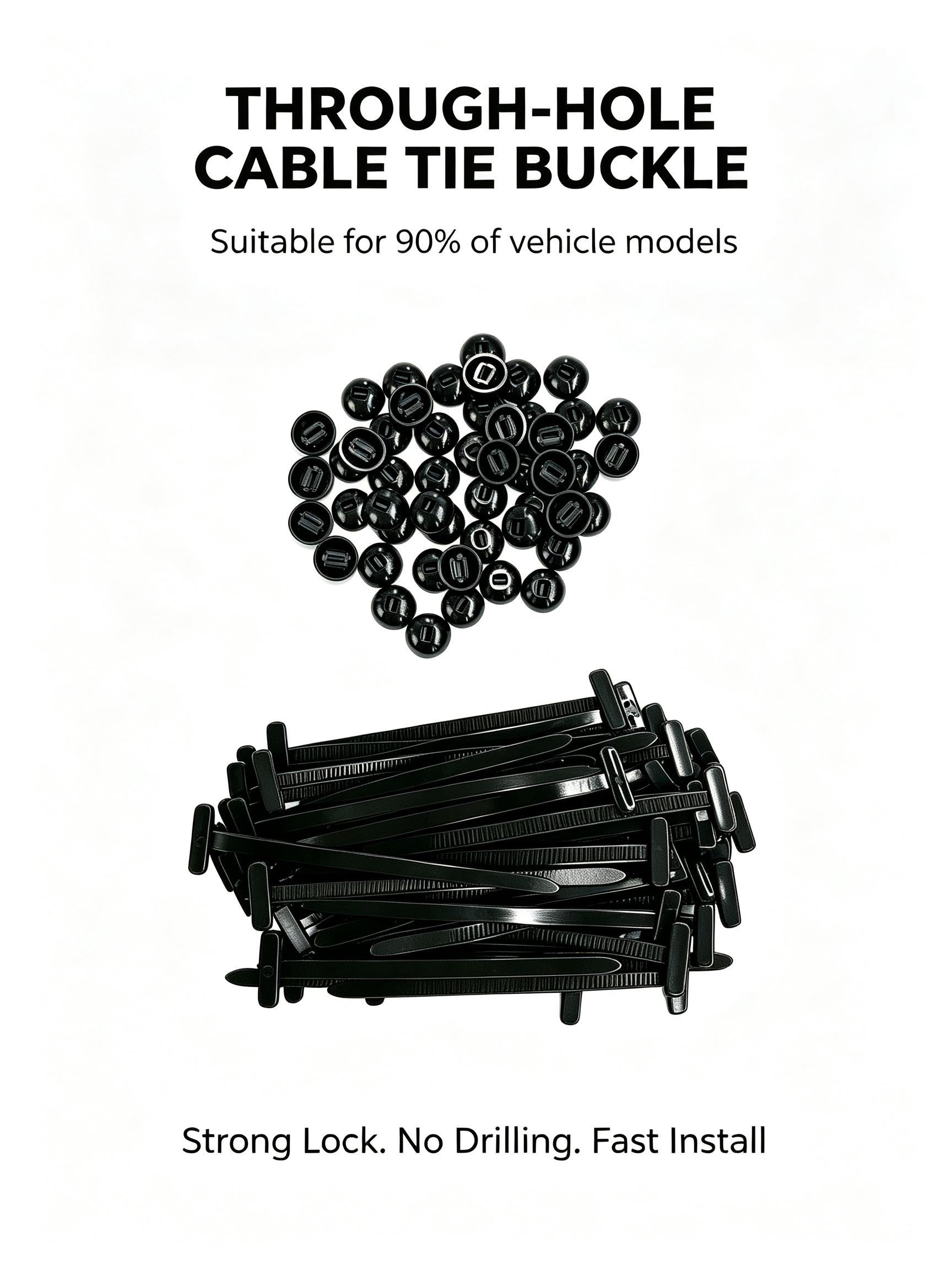 【DealsForYouDays】50Pcs Nylon Universal Cable Tie Buckle, HeavyDuty Self-Locking Nylon Zip Ties Holder,Multipurpose Plastic Cable Ties Too  for CarDaily Repair