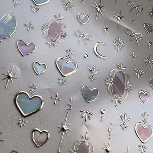 Heart Moon  Art Stickers  3D  Bronzing  Bow    Moon Bow-Knot Totem Luxury Design Nails Adhesive Sliders Shiny Manicure Accessories for Women Girls  Art Decorations