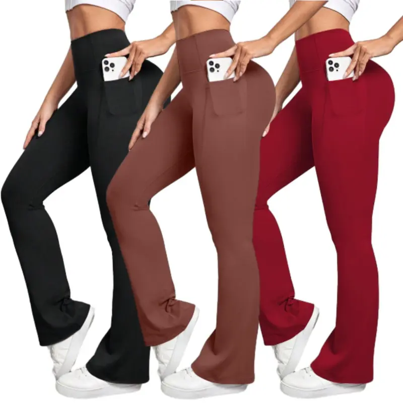 Women’s  Flare Leggings with Tummy Control High Waist Wide Leg Yoga Pants with Pockets Athletic Wear