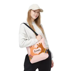 Friends heart hands Tote Bag | friendship illustration, pastel pink