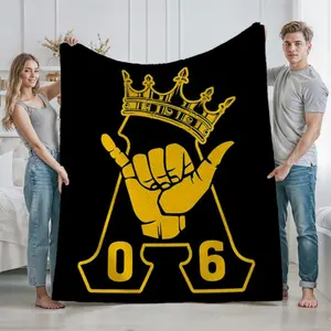 Unique Blanket Alpha 1906 Hand Sign Phi Crown Alpha Lightweight Flannel Ideal Birthday and Holiday Gift Gaming Room Decorations