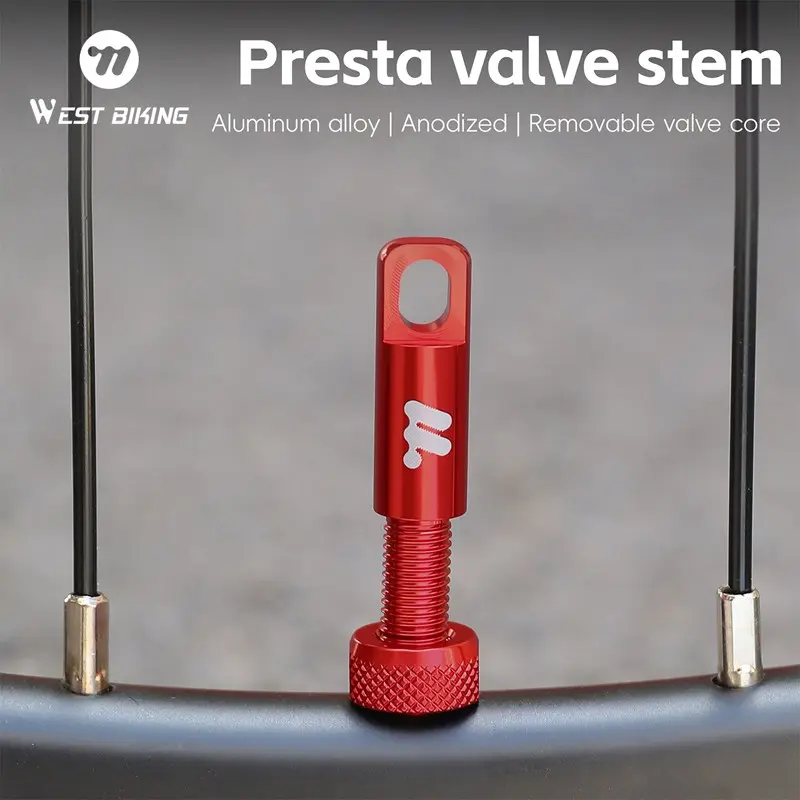 WEST BIKING Tubeless Presta Valve Stem 80 85mm Removable Valve Core Aluminum Alloy Presta Valve Stem Kit Anodizing Processed