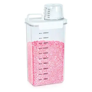 Airtight Food Storage Container, 1 Count Laundry Powder Dispenser, Cereal Organizer, Storage Container with Spout, Handle, Measuring Cup Lid, Kitchen