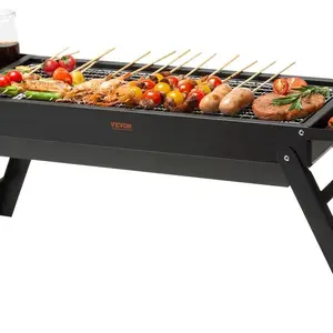VEVOR Portable Charcoal Grill 23 Inch Folding Mini Grill for Travel, Stainless Steel, Outdoor Barbecue Camping