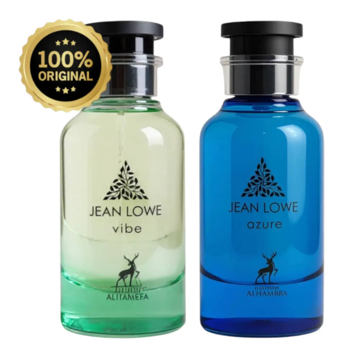 (Combo) Jean Lowe Vibe + Azure by Maison Alhambra Lattafa Eau de Parfum (EDP) Spray, 3.4oz Each – Luxury Unisex Fragrance Set, Long-Lasting Perfume, Maison Alhambra Jean Lowe Vibe Eau de Parfum 100ml Included (2pc Bundle Pack)