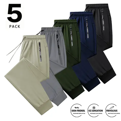 Men's Joggers with Zipper Pockets Lightweight Cuffed Stretch Sweatpants Athleisure Outfit Big Guy Pants Athletic Workout Running Gym Fit for Spring & Summer Fashion tapered
