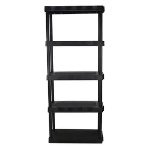 Hyper Tough 5-Tier Plastic Storage Shelf, Heavy-Duty Garage Shelving Unit, Black