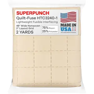 -Fuse HTC3240-1 Interfacing/Interlining, White Fusible Interfacing Lightweight– 48" Wide Nonwoven 2" Layout Grid, Iron On/Rayon Interfacing for Supplies- USA Made