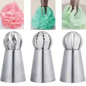 3-Piece Stainless Steel Flower Icing Nozzles - Create Delicious Cupcakes with Professional Decoration