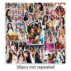 50pcs KATSEYE <PINKY UP> stickers, album card, collage, combination of waterproof stickers, decorative ipad collage, mobile phone case support materials, collection sticker decorative luggage, waterproof film stickers for mobile phones and bicycles