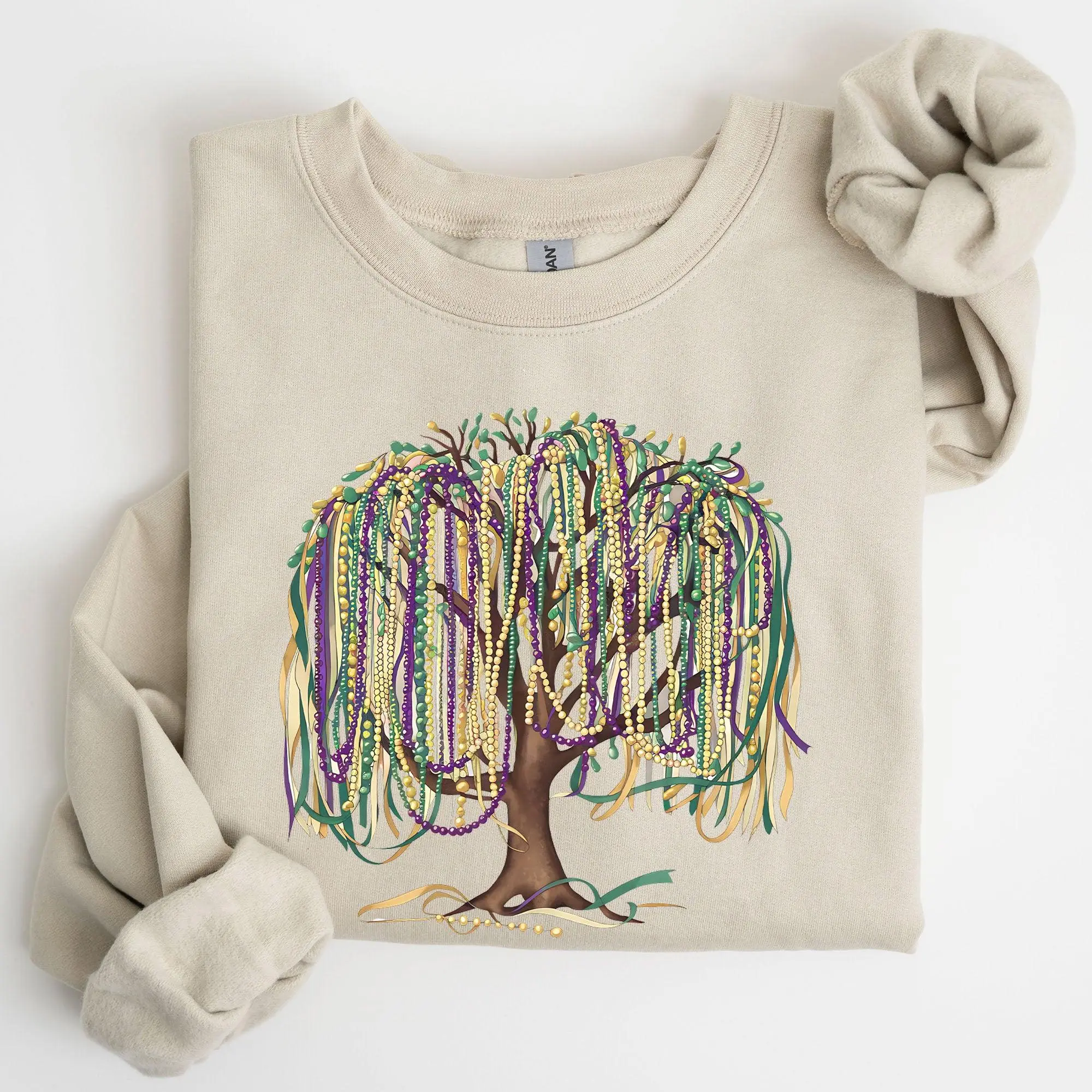 Bead Tree, Mardi Gras, Coquette, Carnival, Fleur de Lis, Fat Tuesday, Parade Sweatshirt, Crew Neck, Women's, Crewneck