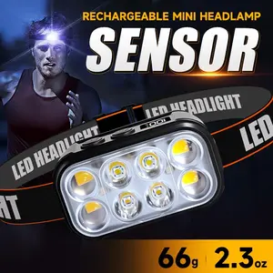 Motion Sensor LED Headlamp with Digital Power Display, 600LM Ultra-Light Rechargeable, Type-C Fast Charge, 6 Modes Hands-Free for Running, Camping, DIY, Fishing, Dog Walking & More