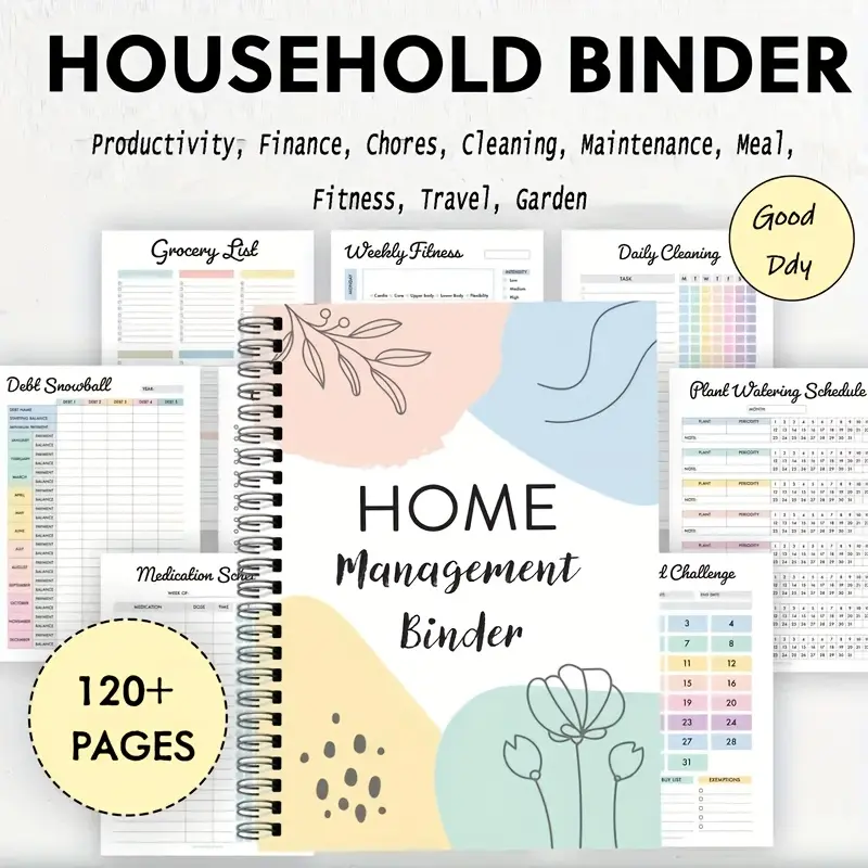 Family Affairs Management Plan - Monthly Budget Planner, Family Planning, Financial Management, Household Arrangement, Cleaning, Maintenance, Meal Planning, Travel Planning - English, Spiral bound planner