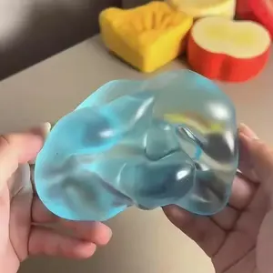 Blue Squishy Toys Anti Stress Sensory Fidgets Toy Soft Simulated Transparent Blue Slow-rebound Decompression Toy High transparency jelly texture feels refreshing with just a pinch