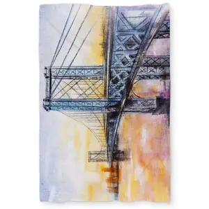 Begin Home Decor C1DCTXLWMSEFID Abstract Brooklyn Bridge Twin Size Extra Long Duvet Cover - Living Room Decor