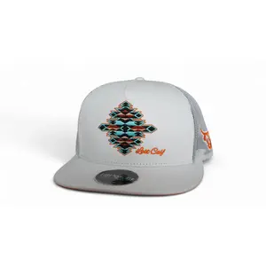 Lost Calf Gem White Flat Bill Trucker Hat