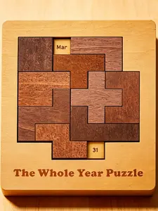 Creative Wooden Craft Puzzle Toy, Permanent Puzzle Challenge Calendar, Unique Handmade Wood Art Gift, DIY Assembly Game