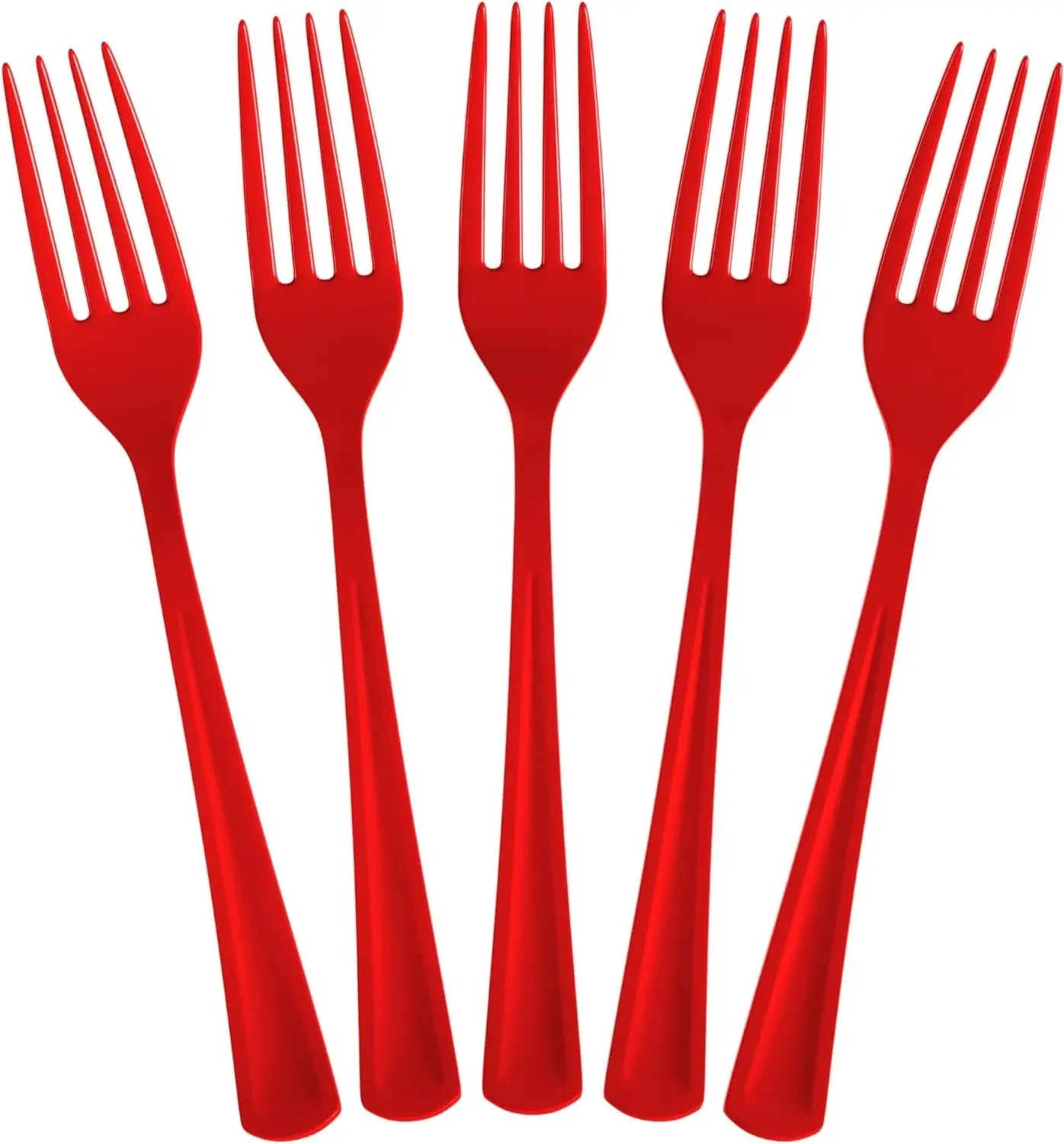 Exquisite Heavy Duty Red Plastic Forks 50 Pcs | Red Plastic Silverware Cutlery Utensils & Flatware for Everyday Parties & Events