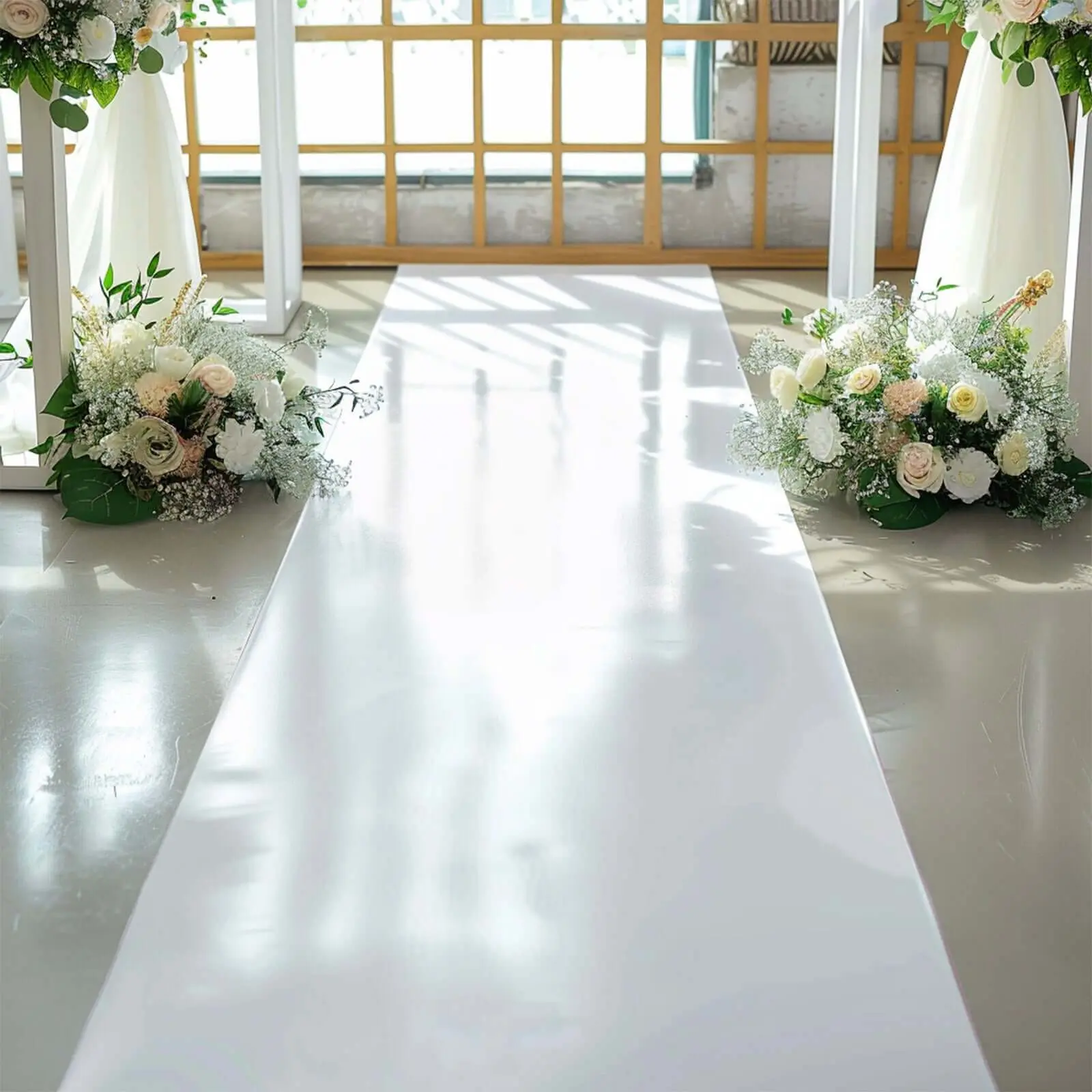 Elegant White PVC Aisle Runner - Decorative Indoor Household Textile Carpet for Wedding, Party, Restaurant Decoration