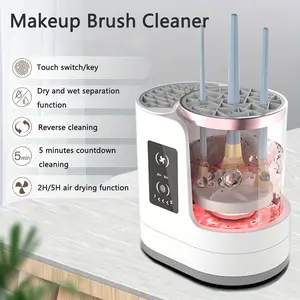3-in-1 Electric Makeup Brush Cleaner & Dryer with Silicone Cleaning Bowl | Automatic USB Rechargeable Brush Spinner & Scrubber Set | Portable Deep Cleaning Tool for All Size Brushes, Blush Brush & Beauty Sponges Cosmetic Makeup Tool