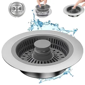3-in-1 Kitchen Sink Strainer & Stopper, Stainless Steel Pop Up Kitchen Sink Drain Strainer, Anti-clogging Kitchen Sink Stopper, Kitchen Fixtures, Bathroom Sink Stopper