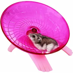 Hamster Wheel Silent Saucer Spinner/Quiet Exercise Flying Runner Dwarf Hamster/Gerbil Rat/Hermit Crab (Pink)