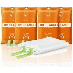 Fire Blanket 40"x40" (4-Pack) - Fireproof  Blanket for , Kitchen, RV & Camping - Smothers  & Electrical Fires - , Pet & Family Safe Fire Safety Gear