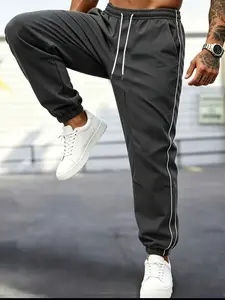 American Style Loose Quick-Dry Sports Pants for Men, Lightweight Breathable Running Basketball Cuffed Pants, All-Season Casual Sweatpants