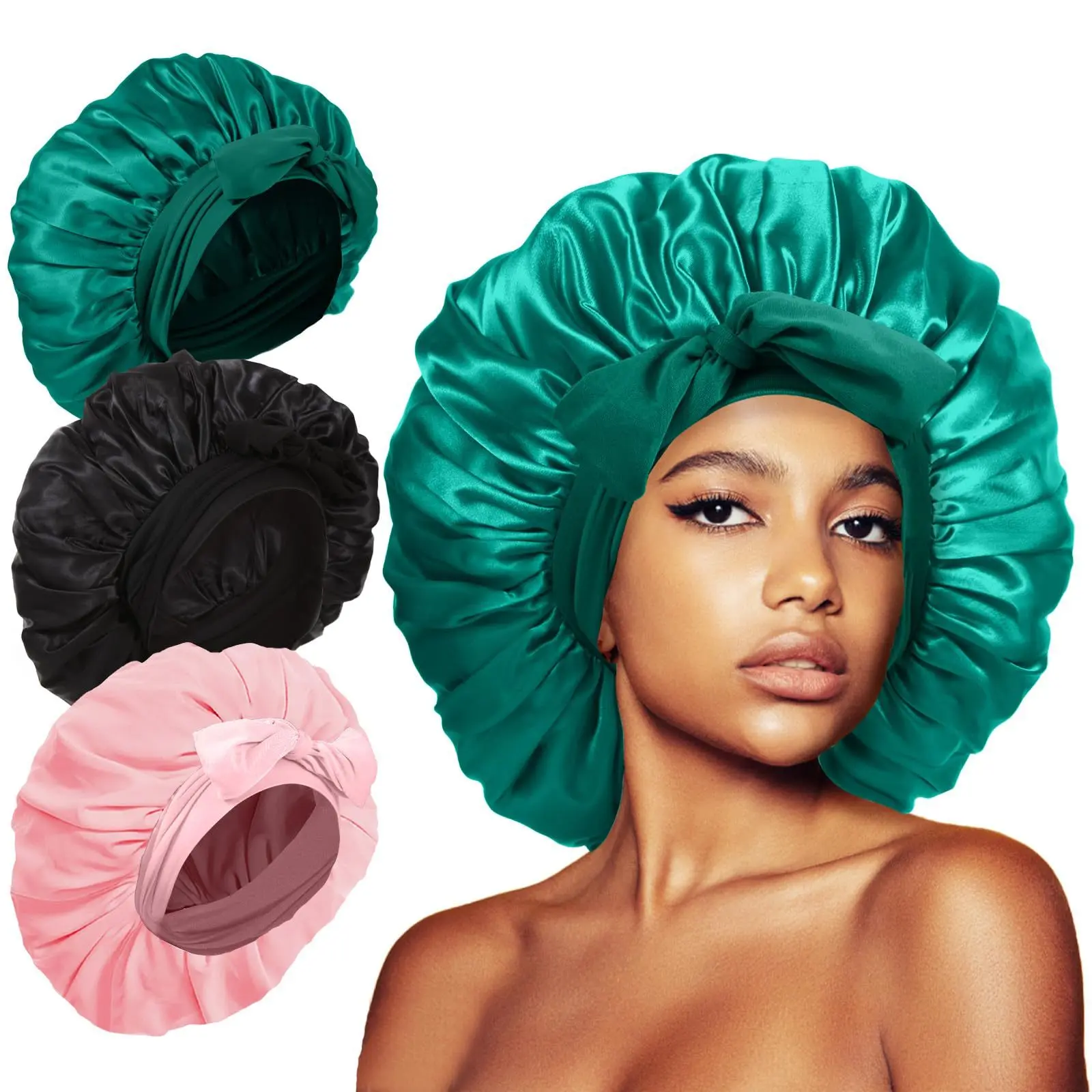 Satin Bonnet Silk Bonnet for Sleeping Silk Sleep Cap Hair Bonnet with Elastic Tie Band for Curly Hair Night Cap SummerVibes