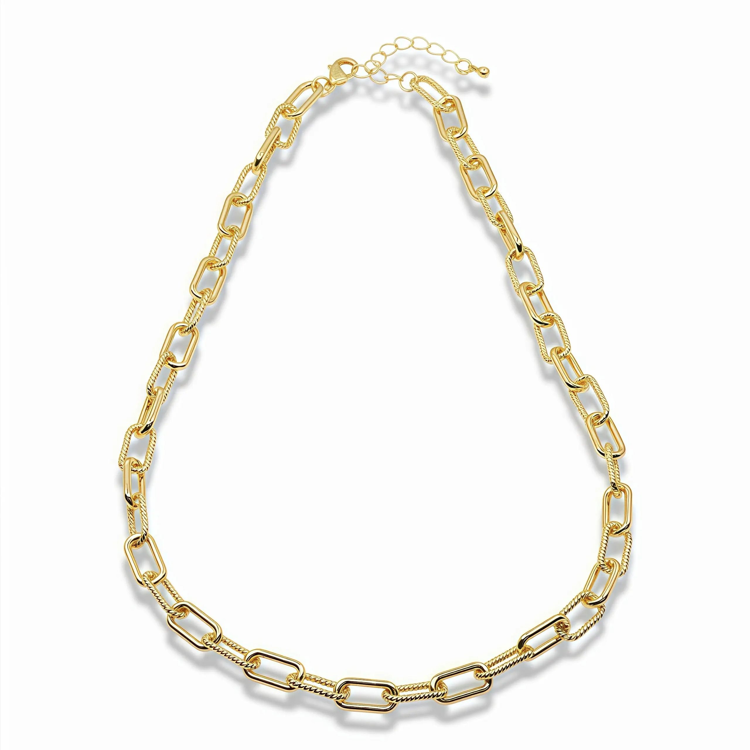 Twisted Paperclip Link Necklace, 1-Piece Paperclip Twist Link Chain Costume Jewelry for Casual Wear, Default Specs Fashion Accessory, One-Piece