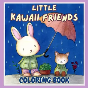 Little Kawaii Friends: Coloring Book for Adults and Teens Featuring 45 Adorable Scenes with Cute Animals Sharing Relaxing Cozy Moments Together